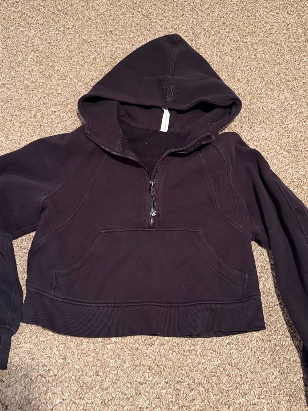 lululemon athletica Black Cropped Half-Zip Hoodie Sweatshirt